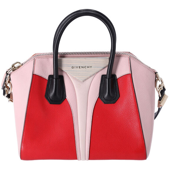 GIVENCHY Antigona Small Satchel Sugar Goatskin Tri-Color Red Pink Black - Picture 1 of 12